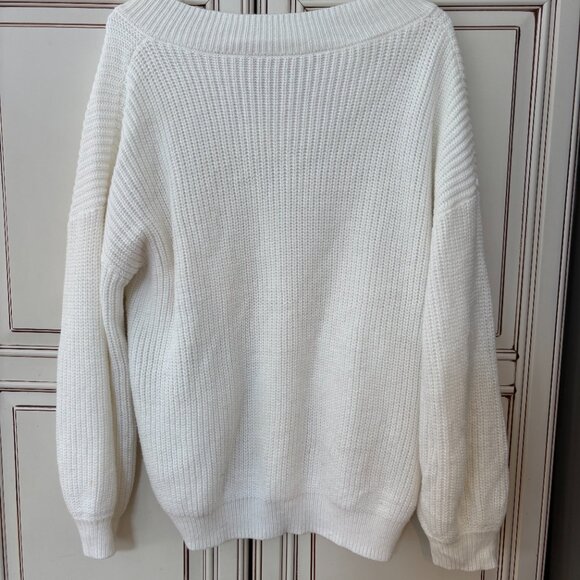 White Shein V-Neck Sweater - Picture 2 of 2